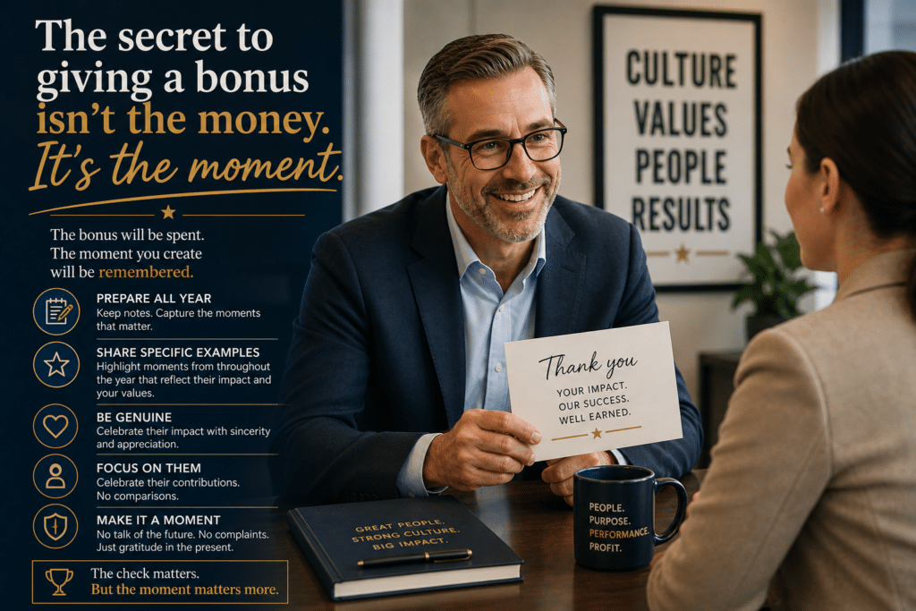 Boss giving a bonus to an employee