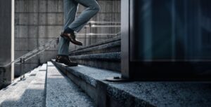 Climbing the stairs of success.